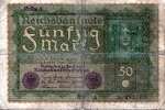 50 MARK 1919, Reichsbanknote, Gebrauchter Zustand - 50 Mark