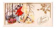 ILLUSTRATEUR GOUGEON MIGNONNETTE VOEUX FETES : " Bonne Année ..." - Enfant Parapluie Fer à Cheval Et Fleurs - Gougeon