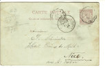 1893 Ambulant Principauté De Monaco Entier Postal Pour Nice France - Postwaardestukken