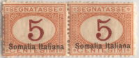 SI53D Italia Italy  Regno Colonie Segnatasse 1920 5 C. - Soprastampato Somalia Italiana, In Basso Nuovo MNH Coppia 1 - Somalia