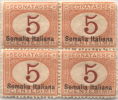 SI53D Italia Italy  Regno Colonie Segnatasse 1920 5 C. - Soprastampato Somalia Italiana, In Basso Nuovo MNH Q.tina 1 - Somalia