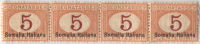 SI53D Italia Italy  Regno Colonie Segnatasse 1920 5 C.- Soprastampato Somalia Italiana, In Basso Nuovo MNH Striscia Di 4 - Somalië