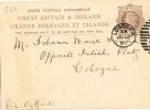 Entero Postal LONDON 1880 Via Ostende A Alemania - Briefe U. Dokumente