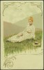 "Woman Sitting On Grass", Illustrated By 'A Mailick',  Posted 1907 ("TROWBRIDGE" Cds).            G-43 - Mailick, Alfred