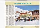 Almanach Des PTT 1967 "au Bas De La Piste / Château De La Treyne" Lot, Dordogne, Station De Ski, Skieurs, Bar OBERTHUR - Tamaño Grande : 1961-70