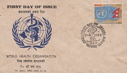 WHO 20th ANNIVERSARY FDC NEPAL 1968 - WGO