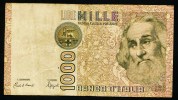 1000  Lire " ITALIE "      Vf      Usagé2 - 1000 Liras