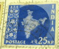 India 1957 Map Of India 25np - Used - Oblitérés