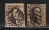 BELGIQUE N° 6 X 2 Nuances  Obl. Superbes - 1851-1857 Médaillons (6/8)