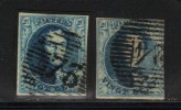 BELGIQUE N° 7 X 2 Nuances  Obl. Superbes - 1851-1857 Medaillen (6/8)