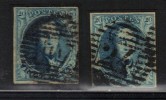 BELGIQUE N° 7 X 2 Nuances  Obl. Superbes - 1851-1857 Medallions (6/8)