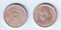 Egypt 5 Milliemes 1938 (1357) King Farouk - Egypte