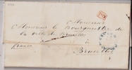 PAYS-BAS:précurseur De 1847:de LA HAYE Pour BRUXELLES.PD Encadré En Rouge+GRAVENHAGE-FRANCE En Bleu.. +texte. - ...-1852 Vorläufer