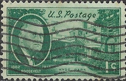 USA 1945 Pres. Roosevelt Commemoration - 1c Franklin D Roosevelt & Hyde Park FU - Gebraucht