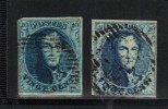 BELGIQUE N° 7 X 2 Nuances  Obl. - 1851-1857 Médaillons (6/8)