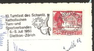 ZÜRICH Flugaufnahme Stempel 10. Turnfest Katholischer Sportverband Dietikon Zürich 1956 - Dietikon