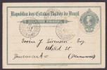Brazil (Uprated) Postal Stationery Ganzsache Entier PARAHBYBA Do NORTE 1910 To ULSTED Denmark (2 Scans) - Postwaardestukken