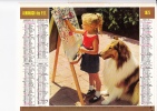 Almanach Des PTT 1975  "petite Fille Et Collet / Petite Fille Et Peluche" Chien, Nounours, Peinture   OBERTHUR - Tamaño Grande : 1971-80