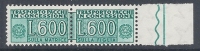 1955-81 ITALIA PACCHI IN CONCESSIONE 600 LIRE MNH ** - RR10403-7 - Concessiepaketten