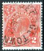 Australia 1931-1936 King George V C Of A Wmk 2d Red Used - GEORGE TOWN Tasmania - Used Stamps