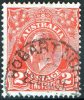 Australia 1926-1930 King George V Small Multi Wmk 2d Red Used - HOBART NORTH Tasmania - Usati