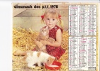 Almanach Des PTT 1978  "petite Fille Et Ses Chats / Petit Garçon Et Son Hamster" Cheminée, Carotte OBERTHUR - Grand Format : 1971-80