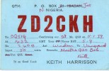 CARTE QSL CARD 1959 RADIOAMATEUR HAM RADIO ZD-2 JOS NIGERIA BRITISH COLONIES BRITANNIQUES - Nigeria