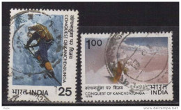 India Used 1978, Set Of 2, Conquest Of Kanchenjunga, Glaciers, Snow, Nature, Mountain, - Gebraucht