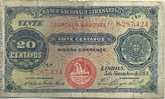 PORTUGUESE MOZAMBIQUE 20 CENTAVOS BLUE SHIP EMBLEM  FRONT SHIP WOMAN BACK  DATED 05-11-1914 AF P? READ DESCRIPTION!! - Mozambique