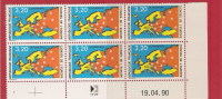 (d) Bloc De 6 Timbres Coin Datée Du N°105 Conseil De L´europe Daté Du 19/04/1990 - Dienstzegels