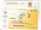 Swan Bird,keyboard,China 2002 Shaoxing Telecom ADSL Network Broadband Access Service Advertising Pre-stamped Card - Cigni