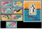 MONGOLIA 1990 Whales DOLPHINS 7v + S/S MNH Marine ANIMALS - Wale