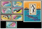 MONGOLIA 1990 Whales DOLPHINS 7v + S/S MNH Marine ANIMALS - Other & Unclassified