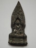 STATUETTE - THAILANDE - BOUDDHA POSITION DE SOUMISSION DE MARA DANS CHAPELLE SOUS BANYAN VOTIVE - METAL - HAUTEUR 7 CM - - Aziatische Kunst