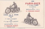 ¤¤  -   Carte Publicitaire Des Motos DIAMANT  -  Course Paris-Nice En 1926     -   ¤¤ - Motos