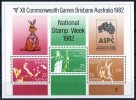 Australia 1982 XII Commonwealth Games Brisbane Minisheet Opted National Stamp Week ASPC, Position 3, MNH - Neufs