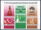 Australia 1982 XII Commonwealth Games Brisbane Minisheet Opted National Stamp Week ASPC, Position 4, MNH - Neufs