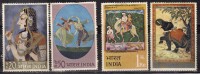 India MH 1973, Set Of 4, IIndian Minature Painting, Art., Dance, Dlephant, Camel. Animal, Etc., - Ungebraucht