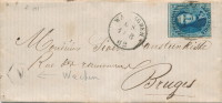 226/19 - Lettre TP Médaillon Barres WAEREGHEM 1862 Vers BRUGES - Boite Urbaine N Origine WACKEN - Signé Vanhulle - Poste Rurale
