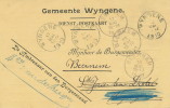 252/19 - WESTVLAANDEREN - Carte De Service Gemeente WYNGENE 1910 Vers BEERNEM Et Retour - Franchise