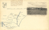 PORTUGAL - BEJA - MAPA DO DISTRITO, BRASÃO E VISTA GERAL - 1900 PC - Beja