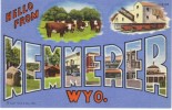 Kemerer WY Wyoming, Large Letter Greetings, C1950s Vintage Curteich Linen Postcard - Otros & Sin Clasificación