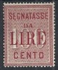 1884 REGNO SEGNATASSE 100 LIRE MH * - RR10662 - Segnatasse