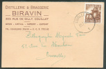 Belgique N°767- 1Fr20 Industrie Obl. Sc COUILLET S/Carte à En-tête DISTILLERIE & BRASSERIE BIRAVIN, 303 Rue De Gilly 21- - Bier