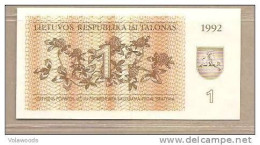 Lituania - Banconota Non Circolata FdS UNC Da 1 Talonas P-39 - 1992 #19 - Lithuania