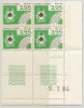 (d) Bloc De 4 Timbres Coin Daté Du N°185 (trèfle) (09/03/1984) - Voorafgestempeld