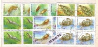 BULGARIA / Bulgarie 1996 FAUNA- CRUSTACEANS 6v - Used/oblitere (O)  Block Of Four - Crustacés