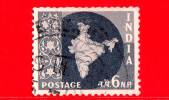 INDIA - 1957 - USATO - New Currency - Map Of India - 6 Np - Used Stamps