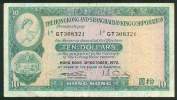 HONG KONG , 10 DOLLARS 31.10.1972. P-182g , VF - Hongkong