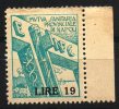 1928 /43  - MARCA DA BOLLO  " Mutua Sanitaria Provinciale Di Napoli  "  -  Lire 19 - Steuermarken